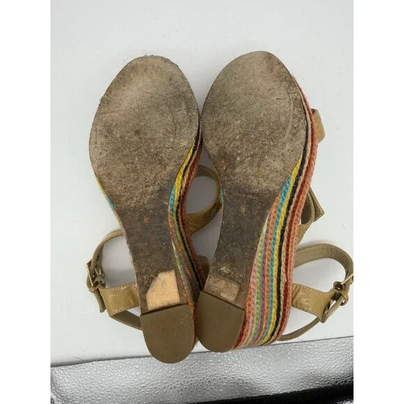 Kate Spade Espadrille Wedges Womens 8 Rainbow Striped Vacation 3.75" Heel Travel - Picture 7 of 7